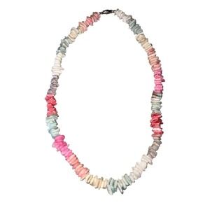Y2K Puka Shell Necklace Pooka Choker Pastel Rainbow Surfer Vintage 17" Twist